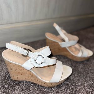 White and Cork Wedge Sandals